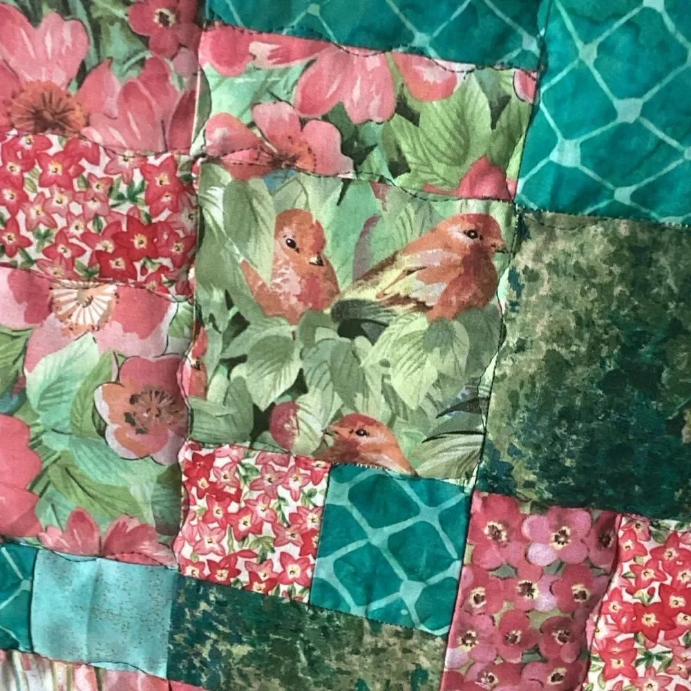 NWT. Turquoises, Corals and Greens Handcrafted Lap Quilt